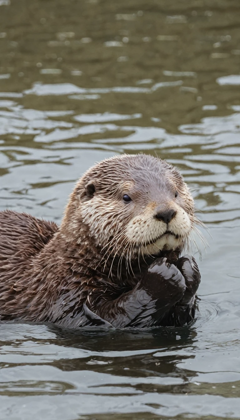 Floating in the sea２Sea Otters、Have tangerines