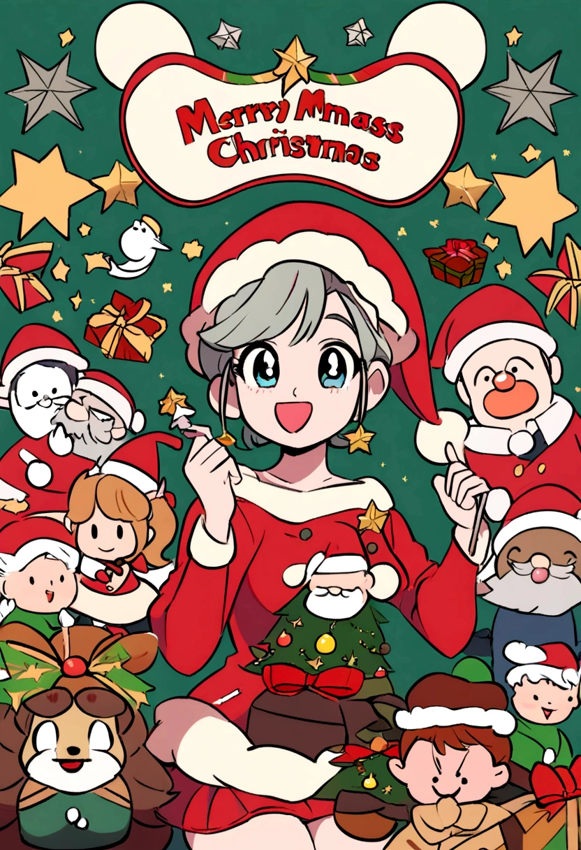 christmass background ,santa ,various chrismtmass stuff, yiutube banner size, disney style
