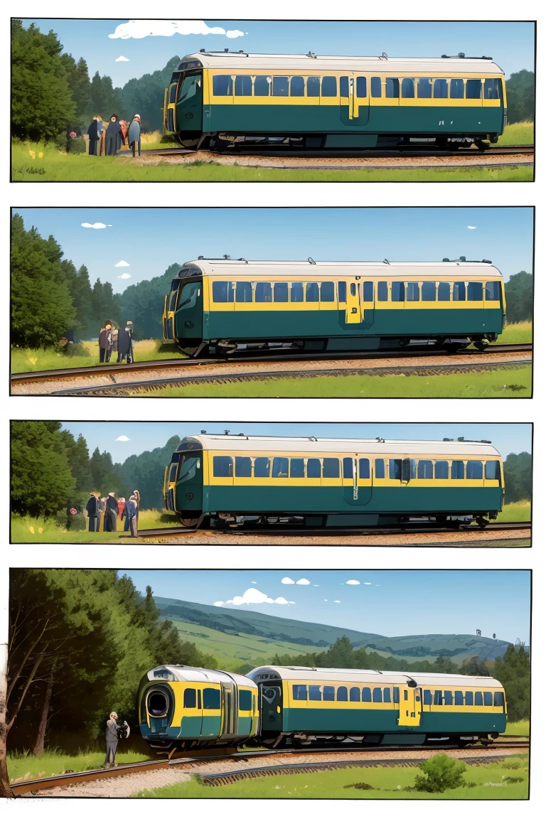 A comic strip about platform 13 from Harry Potter in the drawing style of Marten Toonder