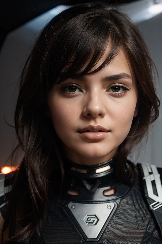 very sexy young girl in futuristic clothes gives blowjob
