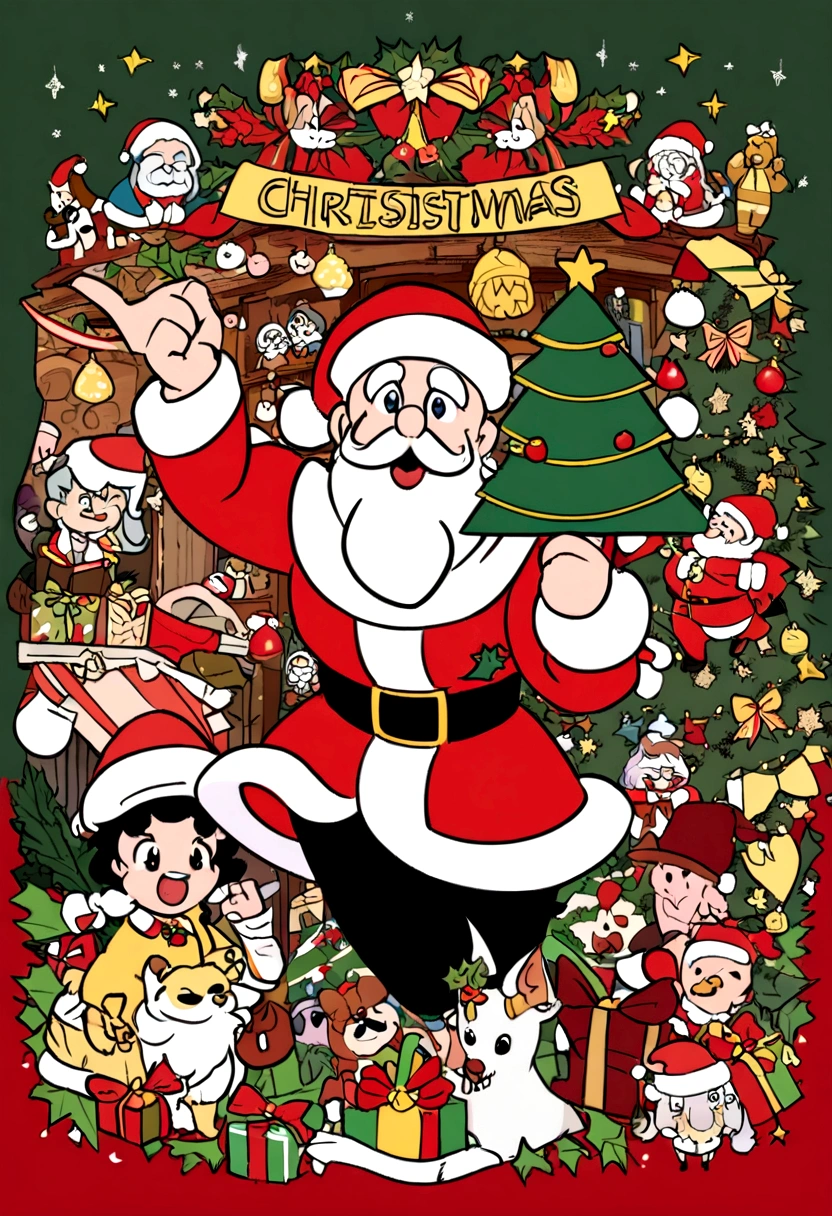 christmass background ,santa ,various chrismtmass stuff, yiutube banner size, disney style