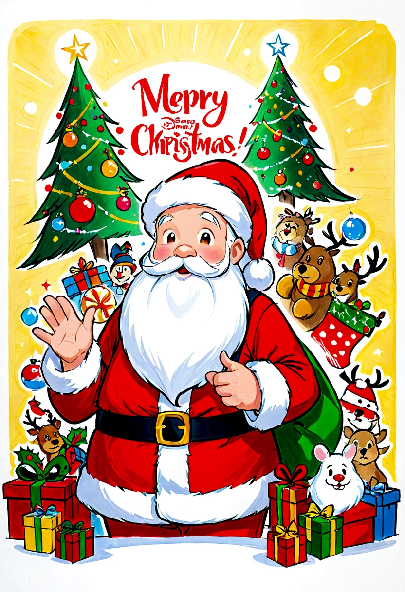 christmass background ,santa ,various chrismtmass stuff, yiutube banner size, disney style