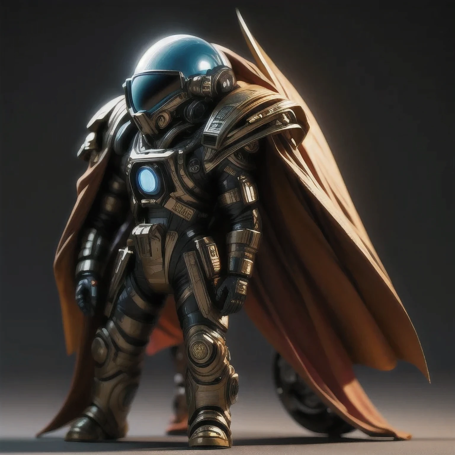 arafed alien with a cape and goggles standing in a pose, sci - fi character, scifi character, scifi character render, moon ray render, 3 d character render, hyper detailed fantasy character, dystopian sci-fi character, 3 d render character art 8 k, character render, small character. unreal engine 5, 3 d character concept artwork, 1 cape, solo