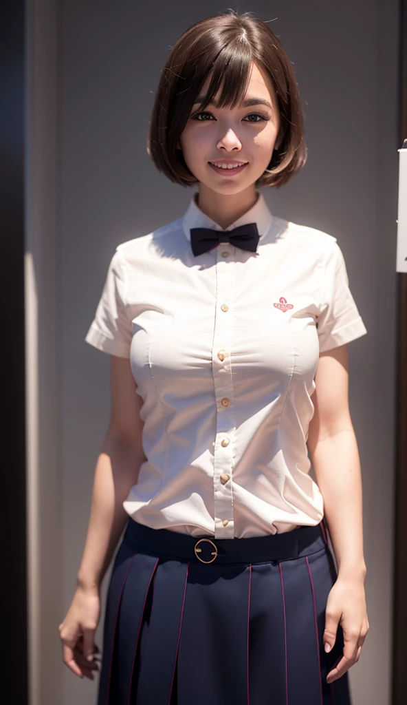 (8K, RAW photos, best quality, masterpiece:1.2), (Practical, photo-Practical:1.37), Extremely detailed,
1 girl,Lovely, Solitary,Beautiful and detailed sky,(Red and swollen nose),(Smile:1.1),(Shut up),Large Breasts, seductive Smile, Big Apartment, Professional lighting, Sony A7R4, Jersey 50mm F1.8,
Medium breasts,Beautiful and delicate eyes,(Collared shirt:1.1), bow tie,Pleated Skirt,(short hair:1.2),Flowing hair