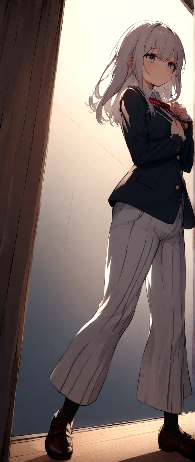high school girl Pantsjob(Striped pattern)
