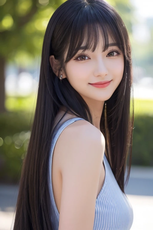 (((True Beauty))),  Black Hair、folder、Round eyes、False eyelashes、Straight hair, Wavy Hair、correct、Deep Red Lipstick、Striped Hair、Brown Hair、Blue Hair、(Gradient Hair)、Asymmetrical Hair、Hair behind the ear、Crossed bangs、Long Hair、((お尻までLong Hair))、Long Hair、Smooth, Silky Hair、Hair up on one side、とんでもなくLong Hair、Light brown eyes、Ring Eye、Round eyes、Wicked Smile、A light smile、Cast a Shadow、(Extraordinary presence)、Atmospheric perspective、Backlight、Exposure、Lens flare、、最high quality、超High resolution、超High resolution、Very realistic, masterpiece、correct、Textured skin、high quality、最high quality、Awards、32k, 髪のfolder、Crafty、B Cup 、bold、（A light smile）、Embarrassed laugh、Redness in the ears、correct、Shine、360° View、Very detailed、超High resolution、解剖学的にcorrect、masterpiece、Accentuate your breasts、High resolution、High detail、Long eyelashes、A slight blush、Compensate,I&#39;I don't want to wear clothes、 (((Full Body Shot)))、（((Roll up your hair))）、Seductive pose、Shooting from a distance、Different angles of view、Waist height 、Hair blowing in the wind、（Navel exposed 1.3），Skin-colored transparent forceps，（(Black transparent pantyhose 1.5)），(Straighten your legs)， jewelry, Night view, Standing Big Earrings，Top Glitter