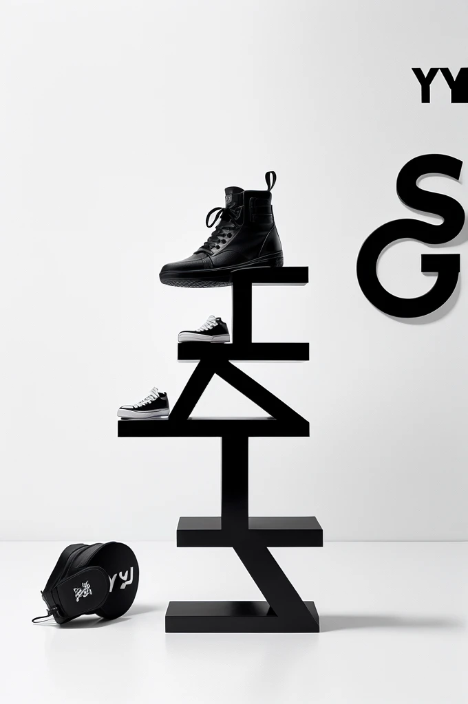 Create a sleek and modern wordmark logo design for "Lucy" where the letters are stacked on top of each other in a bold minimalist font. Incorporate a small abstract shoe icon at the bottom of the letter 'Y', symbolizing the company's focus on footwear. Use a monochromatic color scheme in black and white against a white background.