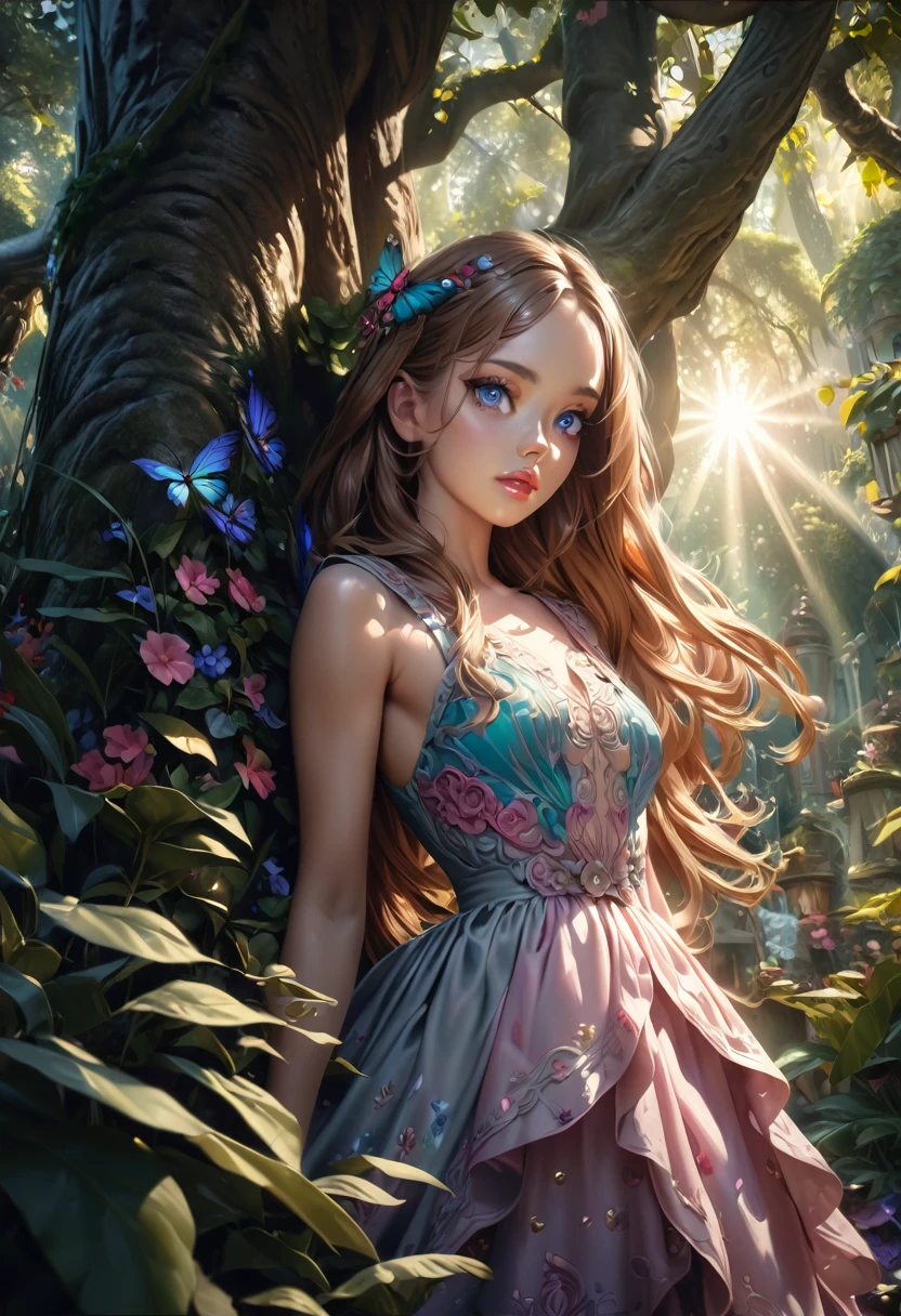 mystic forest maiden with butterflies, transparent silk dress, impressionist portrait,
impressionist painting, by Konstantin Razumov, Pierre-Auguste Renoir, textured paint,
detailed, realistic portrait, fine art, ornate motifs, beautiful, 8k, depth of sharpness,
Rembrand lighting, ray tracing, high quality, sharp focus