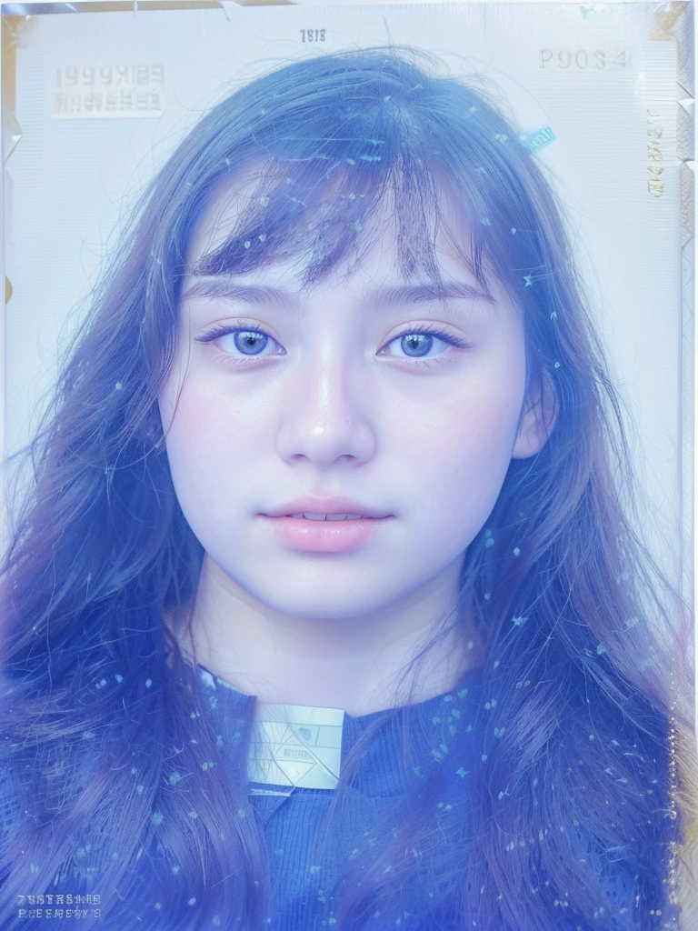 there is a picture of a young girl with long hair, photo of the girl, passport photo, low quality photograph, photorealiscic face, portait photo profile picture, around 1 9 years old, photographic portrait, digital art but photo, portait image, potrait, protrait, mingchen shen, she is about 1 6 years old, portrait photoreal