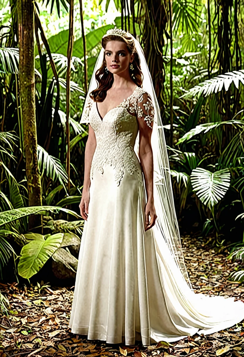 Sidney Sweeney in bridal lengirie lost in jungle 