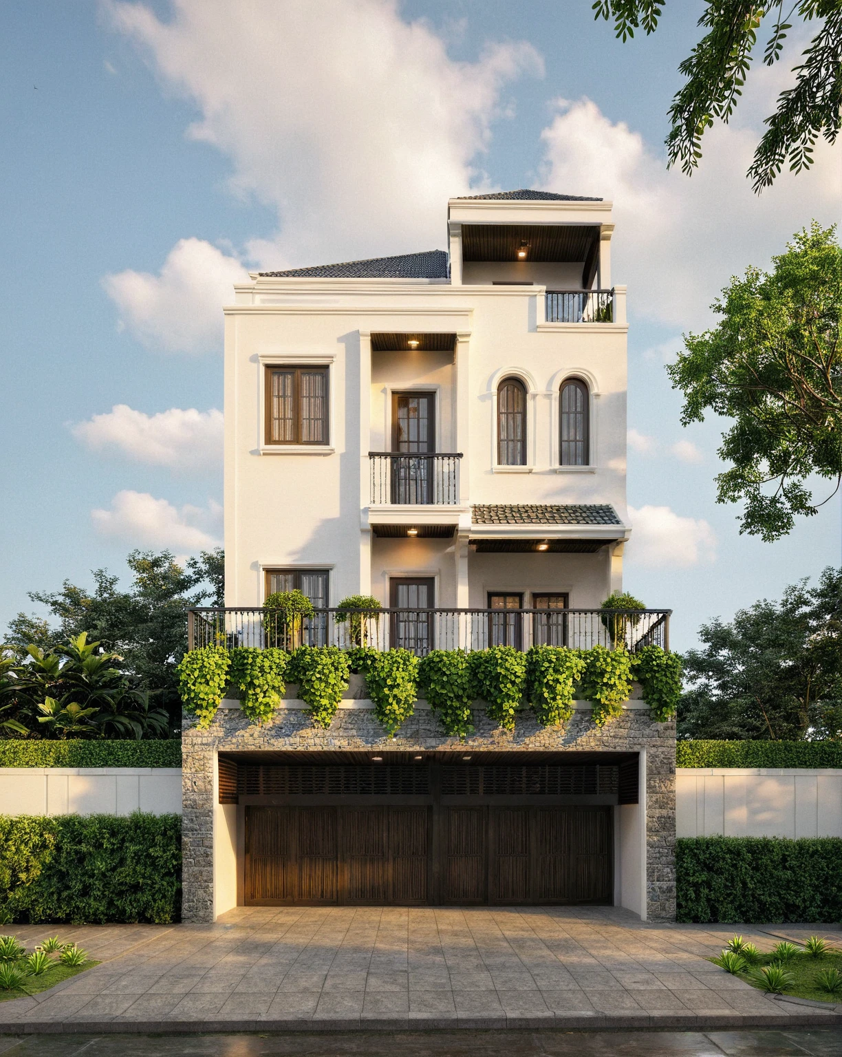 Raw photo,Masterpiece, high quality, best quality, authentic, super detail,
exterior, outdoors, house style indochine on the street ,aiaigroup
road,pavement, grass, trees, sky, cloud, (day:1.1)