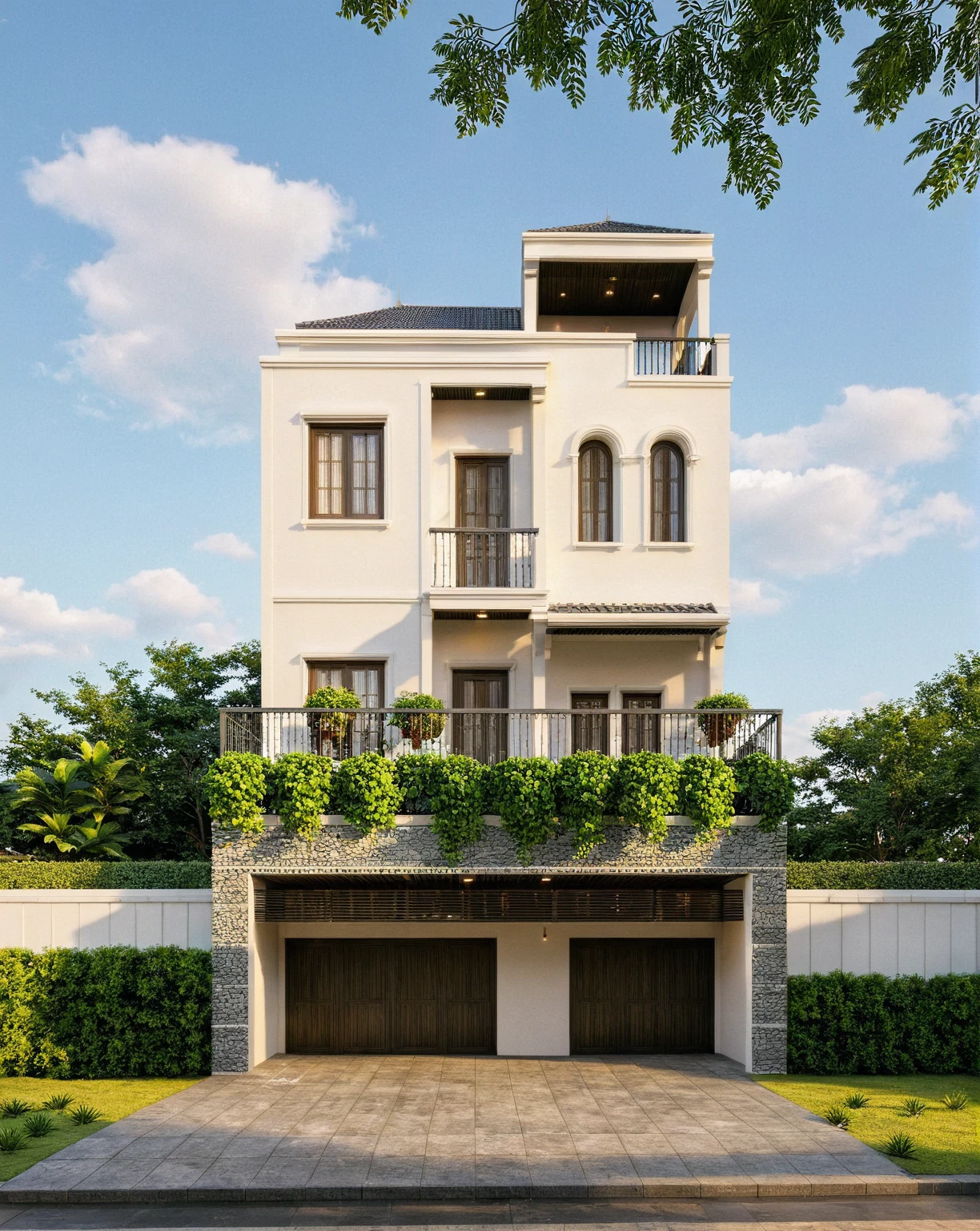 Raw photo,Masterpiece, high quality, best quality, authentic, super detail,
exterior, outdoors, house style indochine on the street ,aiaigroup
road,pavement, grass, trees, sky, cloud, (day:1.1)