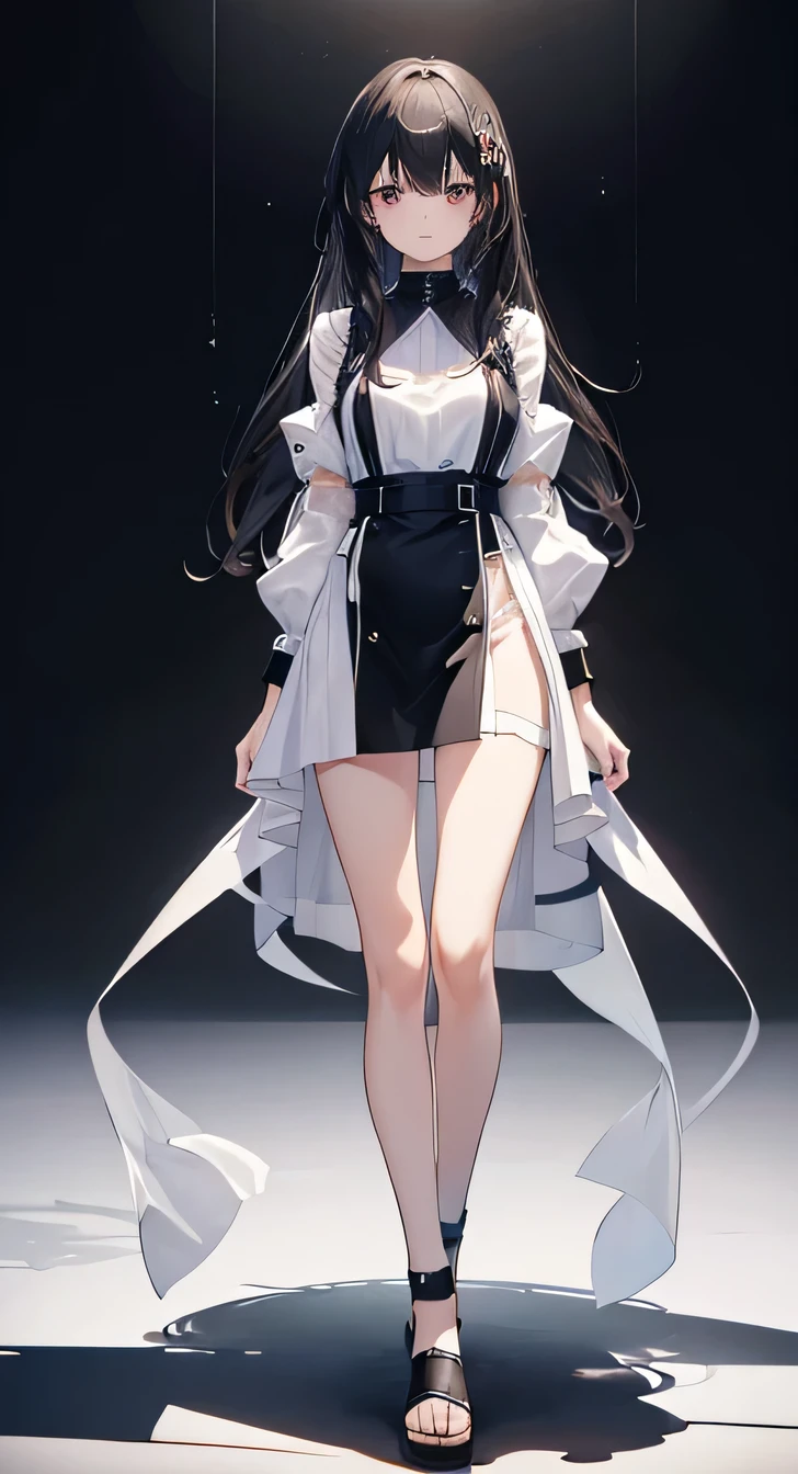high quality, masterpiece, High resolution, (Head to Toe full body), front, frontComposition from slightly below, Symmetric, Tall 18 year old girl, alone, (Head to Toe), (Small breasts), Black Hair, bangs, (I&#39;m not wearing shoes),（black tights） (Sit with your legs apart), (Crouching pose), (Sit on a bench with your legs spread), (M-shaped feet),、 Thin legs, Very beautiful tall 18 year old girl, (), smile、Looking into the camera, blazer uniform, Checkered Pleated Skirt