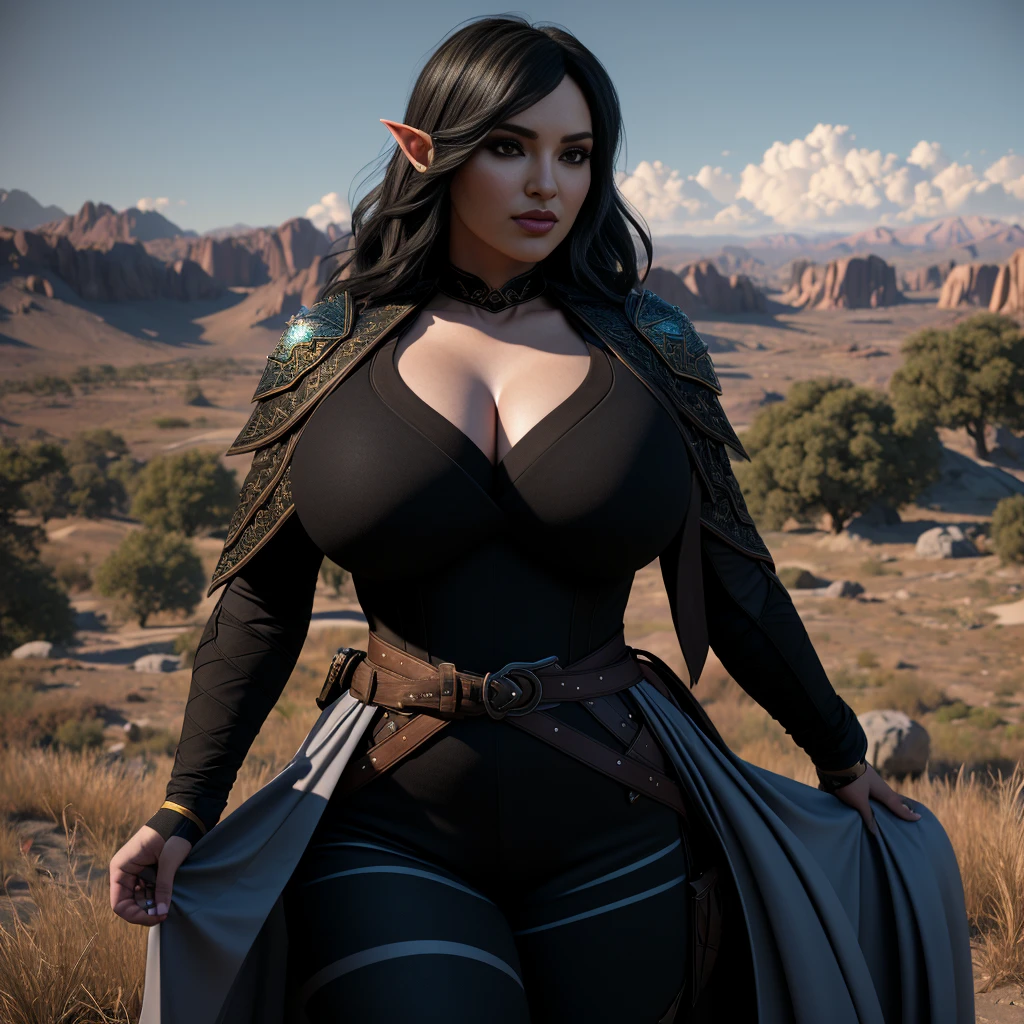 Beautiful sorceress totally naked, big chest, and big ass, classification_save , exterior