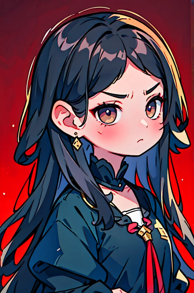 One girl, Dark Eyes, Dark Hair, Mourning clothes,Straight face