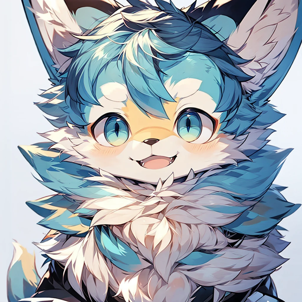 Furry, Fluf, Male, Cute, Smile, Face, Portrait, Blue Fluf, Ultra cute