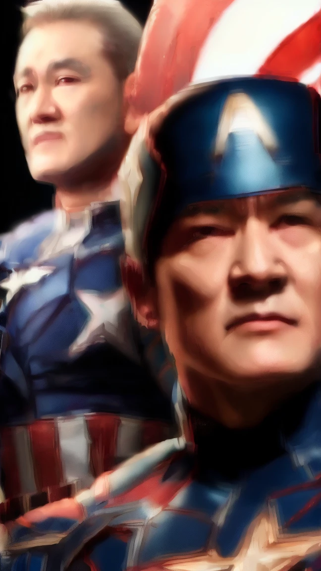 . .Tarantino style jackie chan as Captain America 8k, high definition, detailed face, detailed face, detailed eyes, detailed suit, in style of marvel and dc, hyper-realistic, + cinematic shot + dynamic composition, incredibly detailed, sharpen, details + superb details + evening with light + perfectionism + award winning realism ((moody lighting))