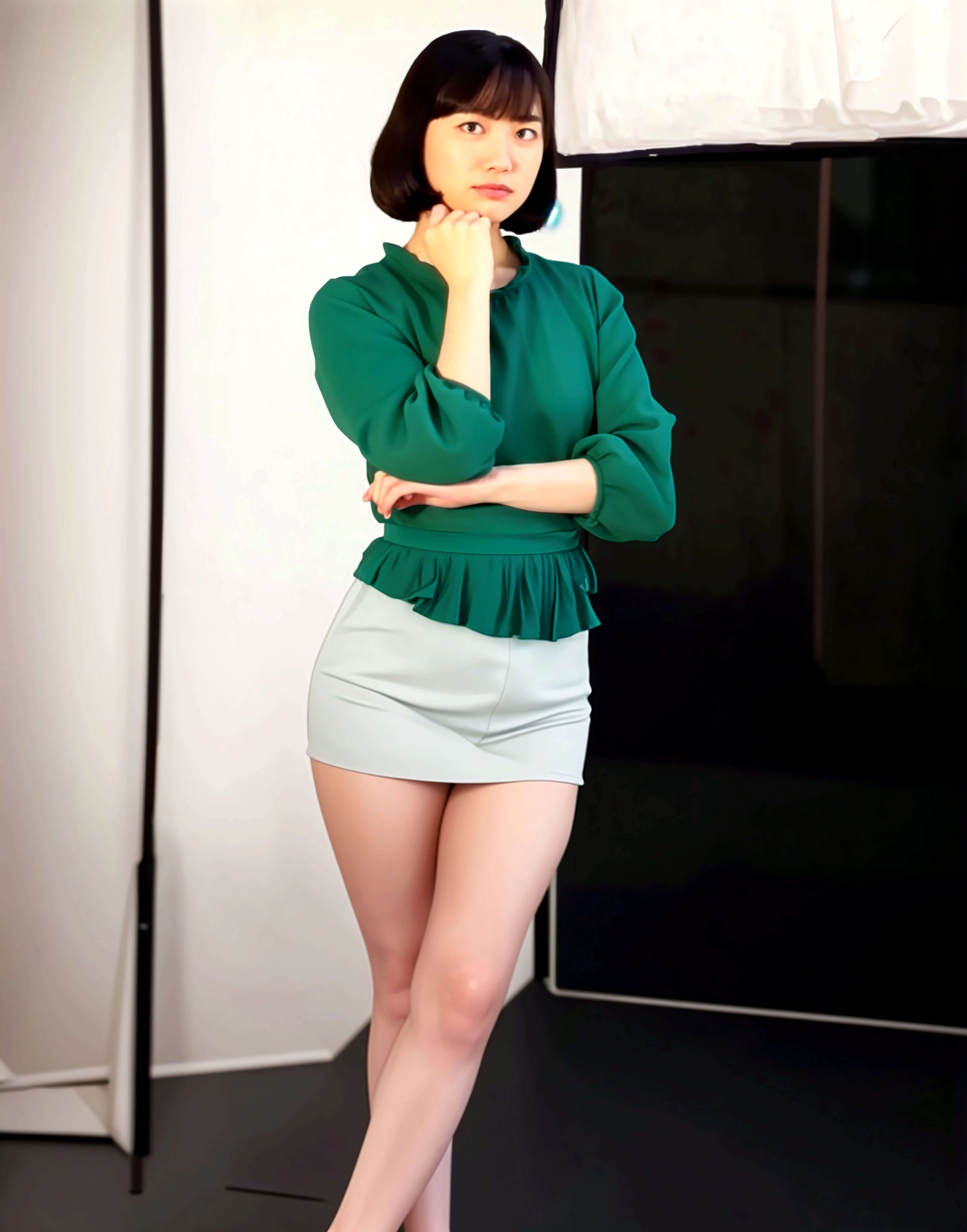 The beauty of 8K raw photos:2.0, Japanese woman, short hair, beautiful face and dark eyes, looking down, looking at the viewer:1.5, big smile, wet hair, tiny top, (mini skirt and red shirts:1.2), shinny skin, open wide legs, realistic:1.9, very detailed, full body shot:1.2, High resolution RAW color photos, professional photos, Taken at the museum of art, girl sexy portrait