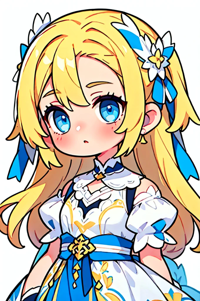 One girl, Blue Eyes, Blonde, dress,［White background］