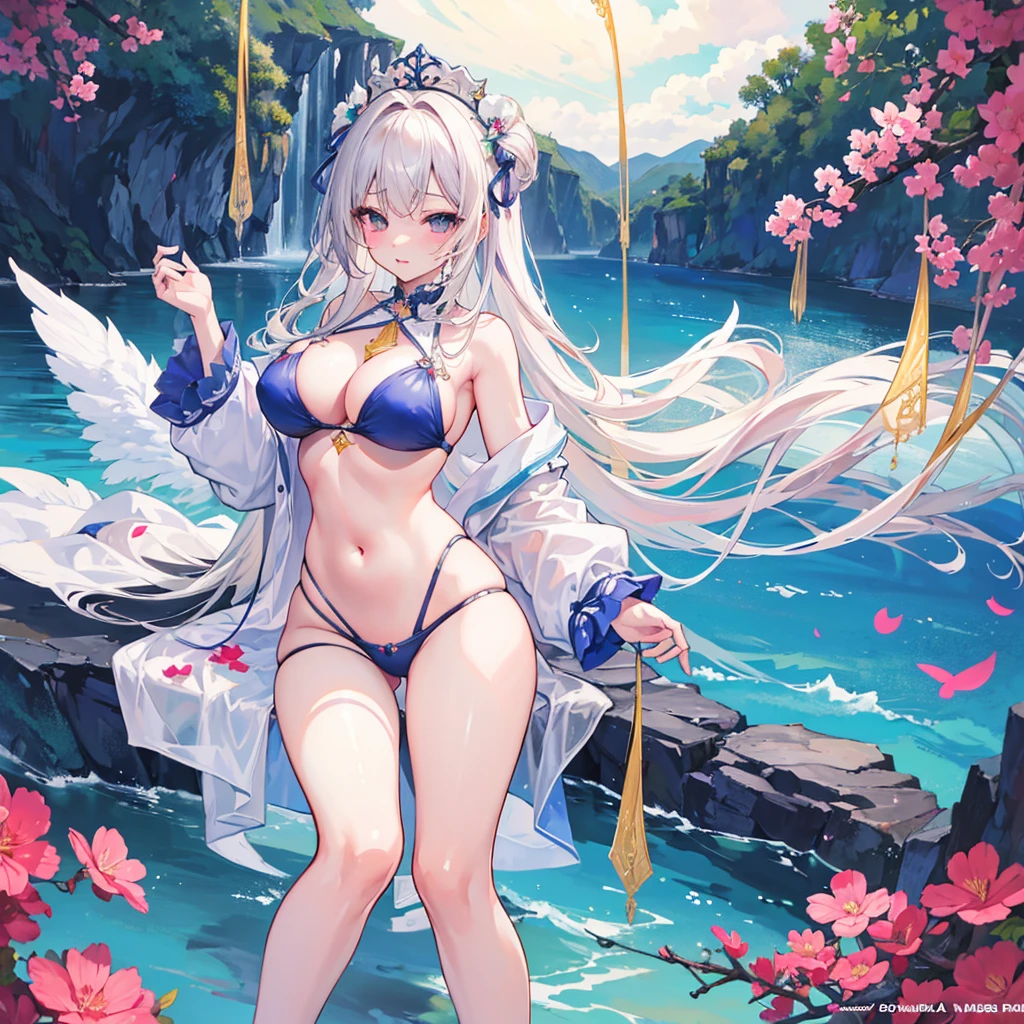 Highest quality、beautiful、masterpiece、beautiful、NSFM1.9、
Eurua、Swimwear、Showing off her 、Show me that place、Touch there with your right hand、Masturbating、Love juice overflowaking an ahegao face、Large Breasts、Legs spread、