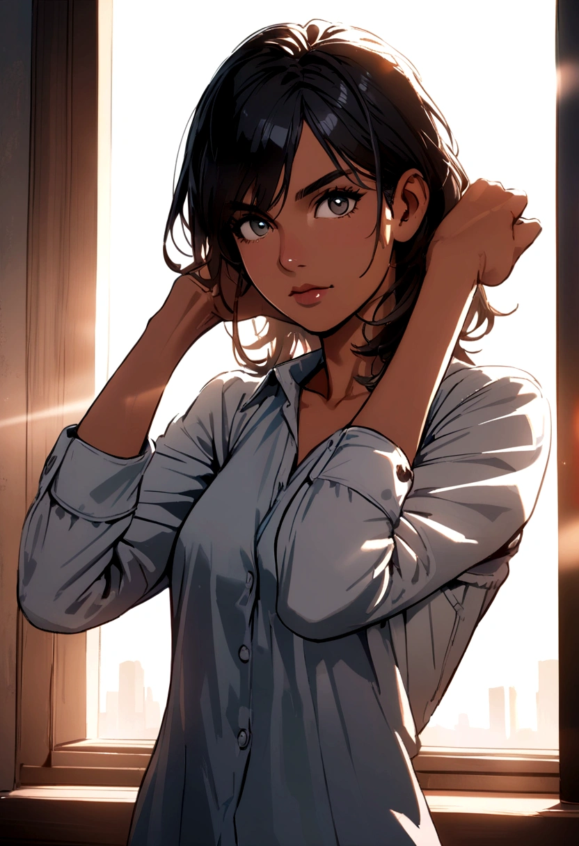 Argentine, coffee pose , tanned complexion,from front shot