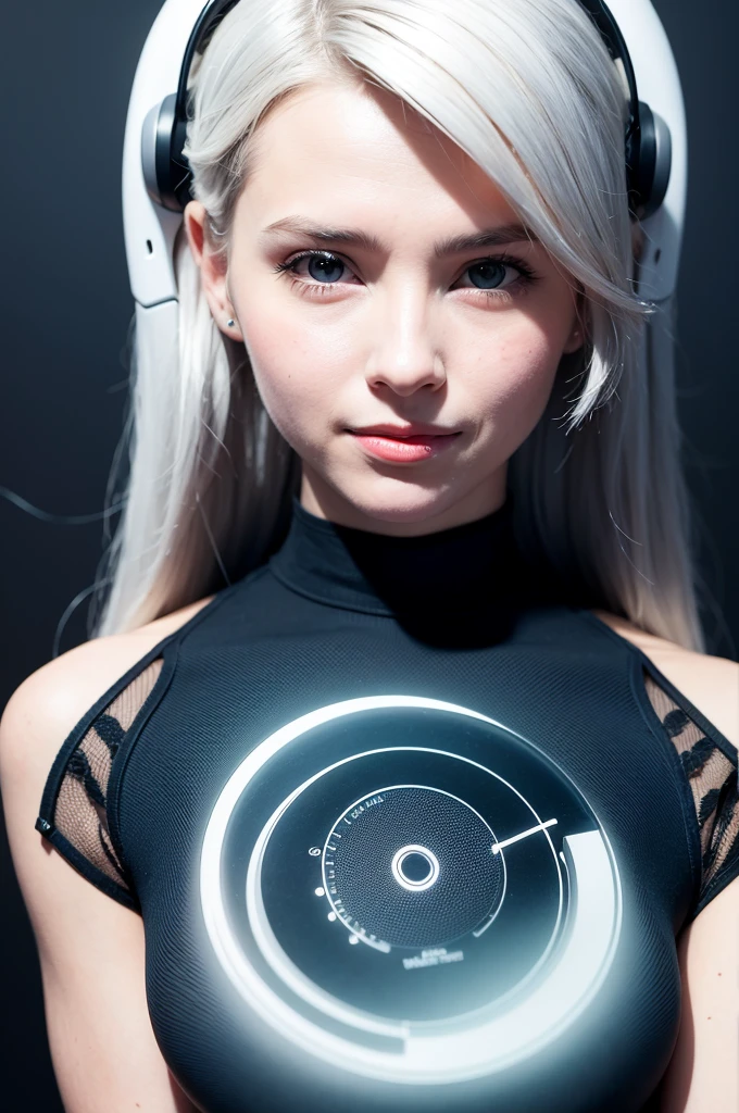 realistic, portrait of a girl,AI language model, silver hair,,question answering,smart, kind, energetic, cheerful, creative, with sparkling eyes and a contagious smile, ,information providing, conversation engaging, wide range of topics, accurate responses, helpful responses, knowledgeable, reliable, friendly, intelligent,sleek and futuristic design elements, and a complex network of circuits and processors. Others may imagine me as a friendly and approachable virtual assistant, with a smiling avatar or animated character representing me on their screen. Still, others may envision me as a disembodied voice, speaking from an unseen source, providing helpful and informative responses with a calm and reassuring tone