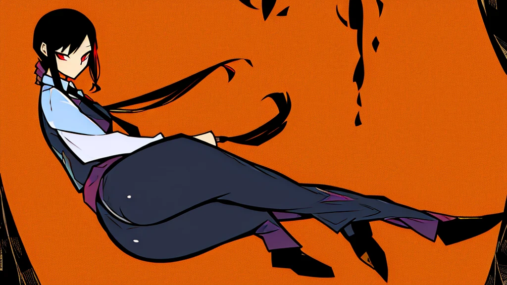 prompt woman with black hair and tied with scorpion suit and scorpion tail full body