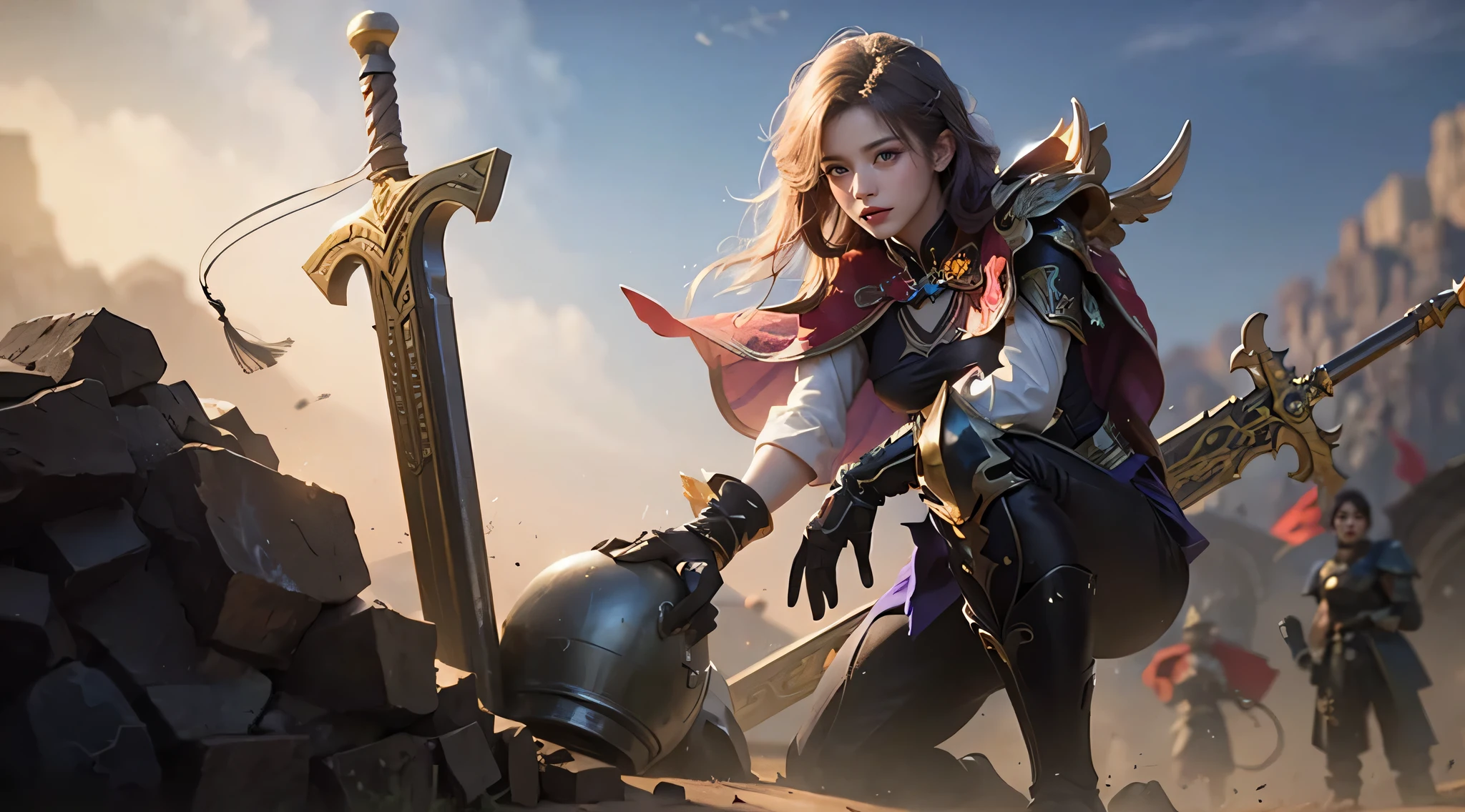a close up of a girls , purple hair babe, big booobs , shadowbringers cinematic, 4 k detail fantasy, a beautiful fantasy empress, game cg, xianxia fantasy, xianxia hero, 2. 5 d cgi anime fantasy artwork, cinematic goddess close shot, ruan jia and artgerm, wow 4 k detail fantasy, hyperdetailed fantasy character