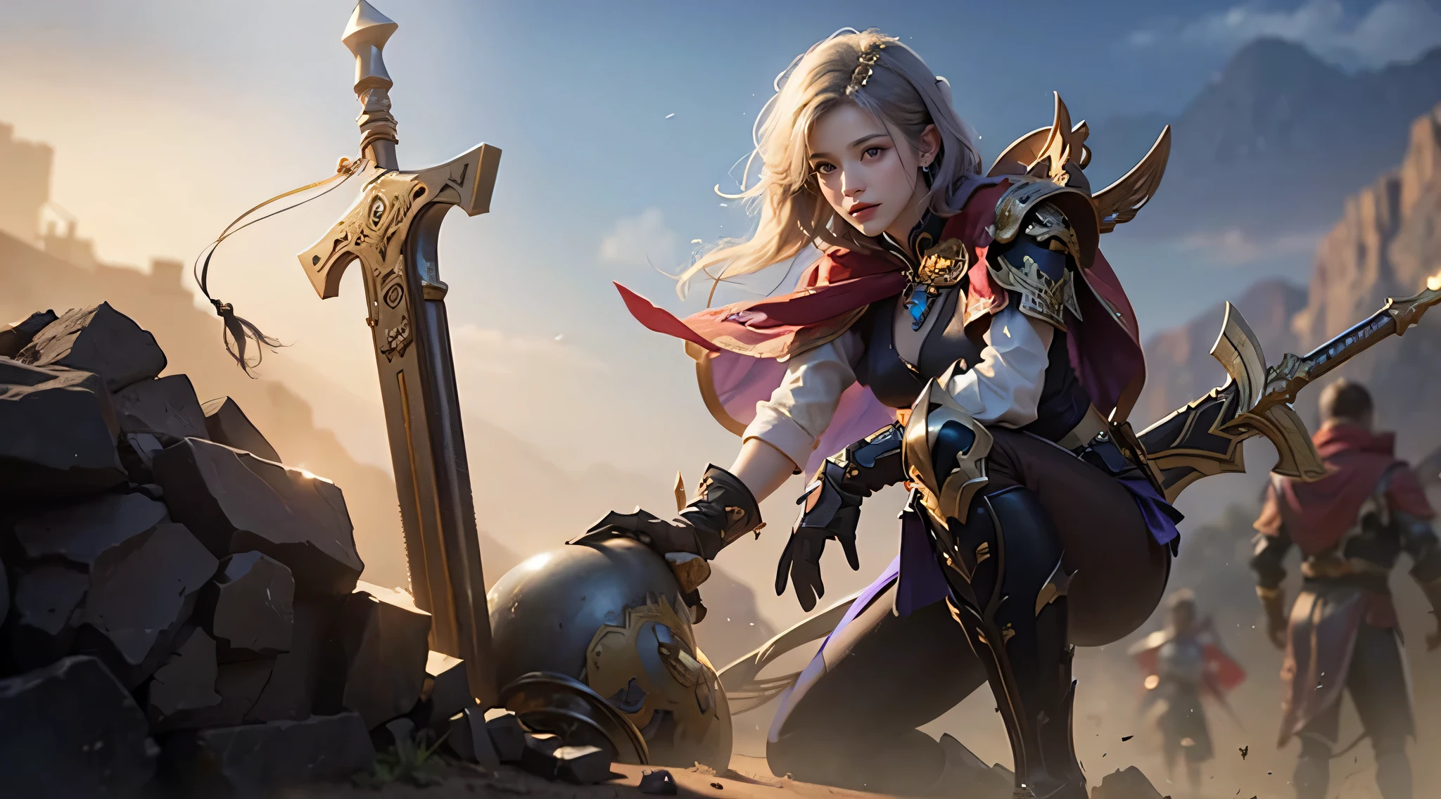 a close up of a girls  , purple hair babe, big booobs ,  shadowbringers cinematic, 4 k detail fantasy, a beautiful fantasy empress, game cg, xianxia fantasy, xianxia hero, 2. 5 d cgi anime fantasy artwork, cinematic goddess close shot, ruan jia and artgerm, wow 4 k detail fantasy, hyperdetailed fantasy character
