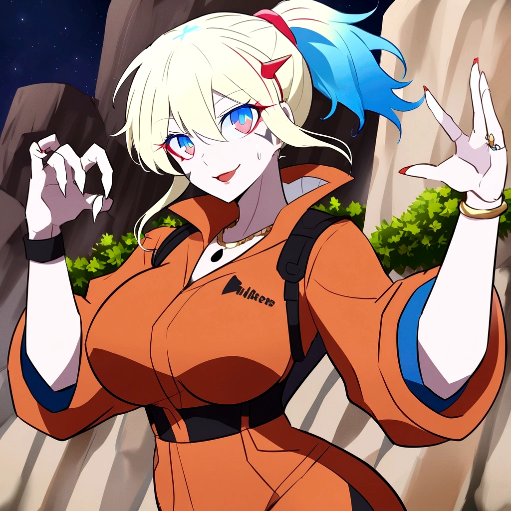 ,Sexy with bikini Costume clothes for medium muscular dark skinned woman, short white hair tied in a ponytail, Eyes red, yellow jacket, black cargo pants, drawing the race: ten mens (with enhanced characteristics Genre: Feminine woman appearance: Dark skin and medium muscular Short white hair spiked up, similar to the style "porcupine hair"
eerie glowing red eyes, emanating power Wearing the black jacket characteristic of High-Level Hunters, with gold detailsTight black cargo pants, with black combat boots Accessories: black fingerless gloves, revealing sharp claw marks Magic dagger floating next to his right hand, giving off a slightly bluish aura Lips are smooth or colored, fundo preto Simpler, minimalism, monotonous, paletas de cores Simpler, to clean, sharp designs, fluid silhouettes, skirts and tight pants, high-waisted skirts and pants, vestidos Simpler, shirts and blouses, asymmetric, geometric, Elegant, luxurious materials and designs, Simpler, Minimum accessories, Fine silver or gold necklaces and rings, Simpler bangles, Differentiated designs, silhuetas Simpler, estilo Simpler e sofisticado, elegance, minimalism, high quality materials, cool and urban print, high-fashion, Simplicity and sophistication, standing alone, 1 girl, breasts big, thick-thighs, Waist slender, sweaty breasts