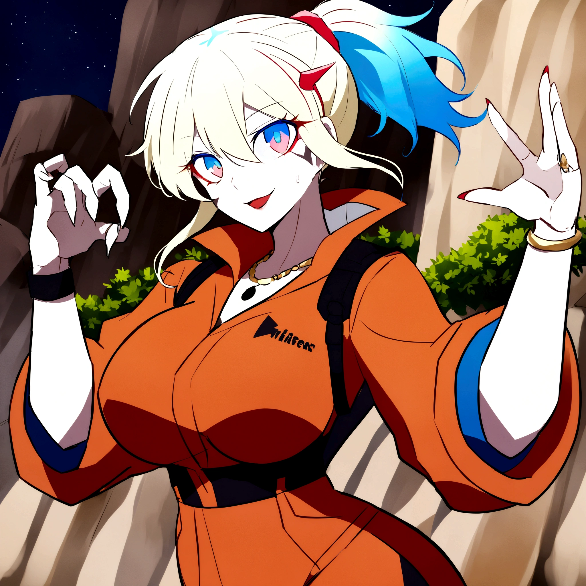 ,Sexy with bikini Costume clothes for medium muscular dark skinned woman, short white hair tied in a ponytail, Eyes red, yellow jacket, black cargo pants, drawing the race: ten mens (with enhanced characteristics Genre: Feminine woman appearance: Dark skin and medium muscular Short white hair spiked up, similar to the style "porcupine hair"
eerie glowing red eyes, emanating power Wearing the black jacket characteristic of High-Level Hunters, with gold detailsTight black cargo pants, with black combat boots Accessories: black fingerless gloves, revealing sharp claw marks Magic dagger floating next to his right hand, giving off a slightly bluish aura Lips are smooth or colored, fundo preto Simpler, minimalism, monotonous, paletas de cores Simpler, to clean, sharp designs, fluid silhouettes, skirts and tight pants, high-waisted skirts and pants, vestidos Simpler, shirts and blouses, asymmetric, geometric, Elegant, luxurious materials and designs, Simpler, Minimum accessories, Fine silver or gold necklaces and rings, Simpler bangles, Differentiated designs, silhuetas Simpler, estilo Simpler e sofisticado, elegance, minimalism, high quality materials, cool and urban print, high-fashion, Simplicity and sophistication, standing alone, 1 girl, breasts big, thick-thighs, Waist slender, sweaty breasts