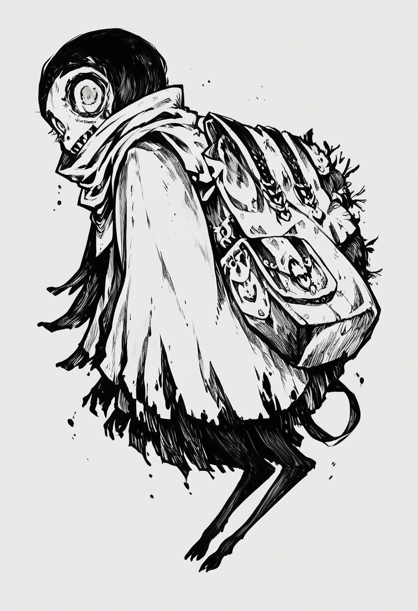 score_9, score_8_up, score_7_up, cr33py, sketch, monster, dark art, horror art, clean sketch lines, white background