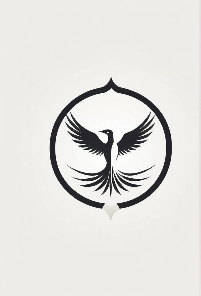 A stylish Japanese company logo with a Yatagarasu in the logo. A very cool, chic and modern design. Monotone background is pure white.
