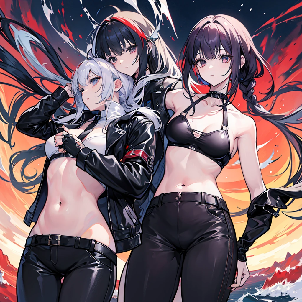 NSFM1.9、

Highest quality、masterpiece、Arc Records characters　Ariel、Wearing black pants、I can see her thighs、The belly button is visible、Wearing a black leather jacket、
