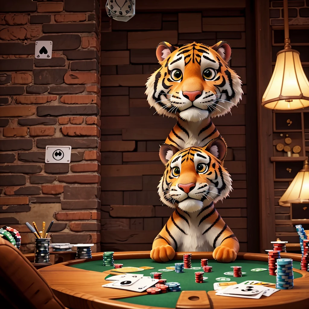 tiger playing poker