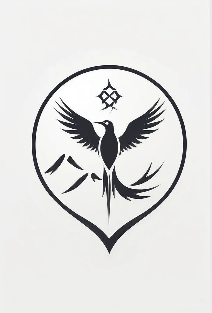 A stylish Japanese company logo. A Japanese-style design with a Yatagarasu in the logo. A very cool, chic and modern design. Monotone background is pure white.