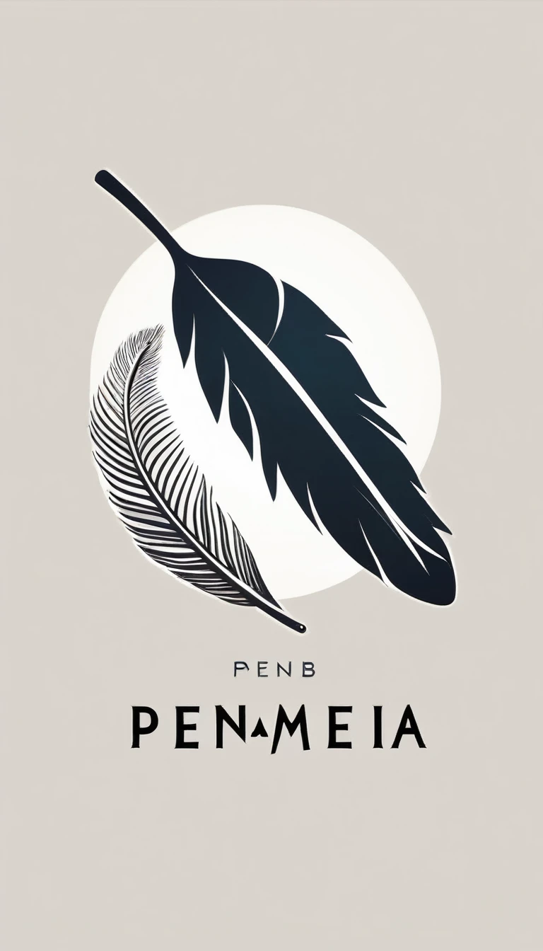 Create a minimal, modern, simple, inspirational, memorable, dream like logo design of a boy and a feather for the brand “Penamemoria".