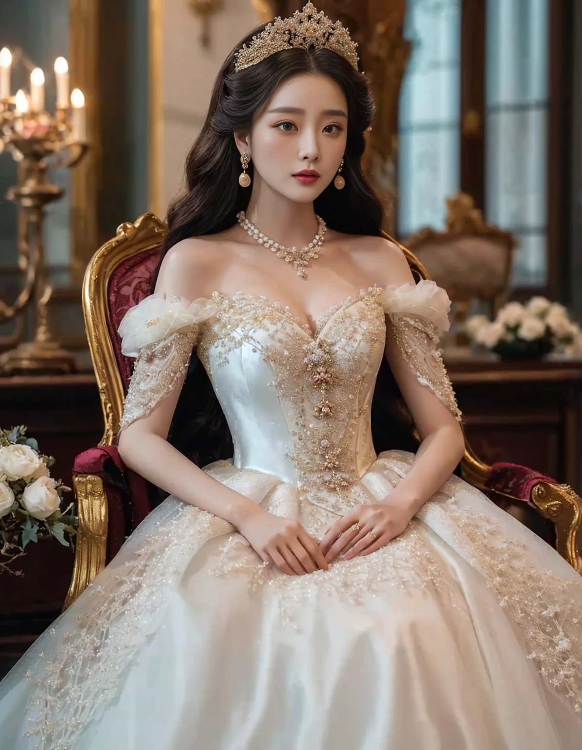 Arapé woman in colorful dress standing on a crowded street, Fan Bingbing, Li Bing Bing, resin drainage, beautiful korean girl, Korean female actresses, zenith castle, Wearing a fancy dress, chinese princess, chinese dress, Jaeyeon Nam, Wearing an evening gown, Hwang Se-on, Axiom Li, Gorgeous young Korean woman, wearing a wonderful dress