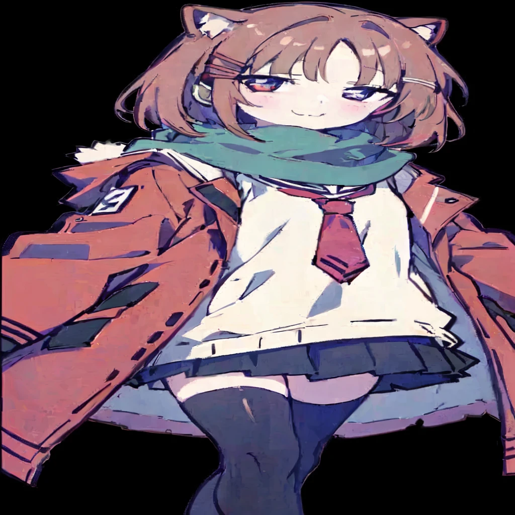 Cartoon girl with cat ears and a scarf, Clean and detailed anime style, Kantai Collection Style, FLCL, Anime-style characters, Style Anime, high quality Anime art style, Pin on anime, Anime Moe Art Style, Takano Aya color style, Anime art style, Cute girl anime visuals, :14 FLCL + Akira