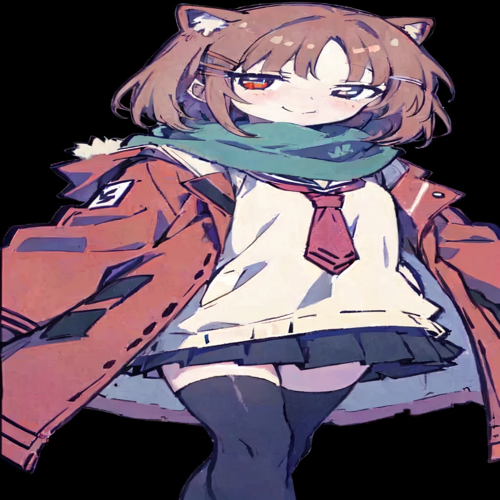Cartoon girl with cat ears and a scarf, Clean and detailed anime style, Kantai Collection Style, FLCL, Anime-style characters, Style Anime, high quality Anime art style, Pin on anime, Anime Moe Art Style, Takano Aya color style, Anime art style, Cute girl anime visuals, :14 FLCL + Akira
