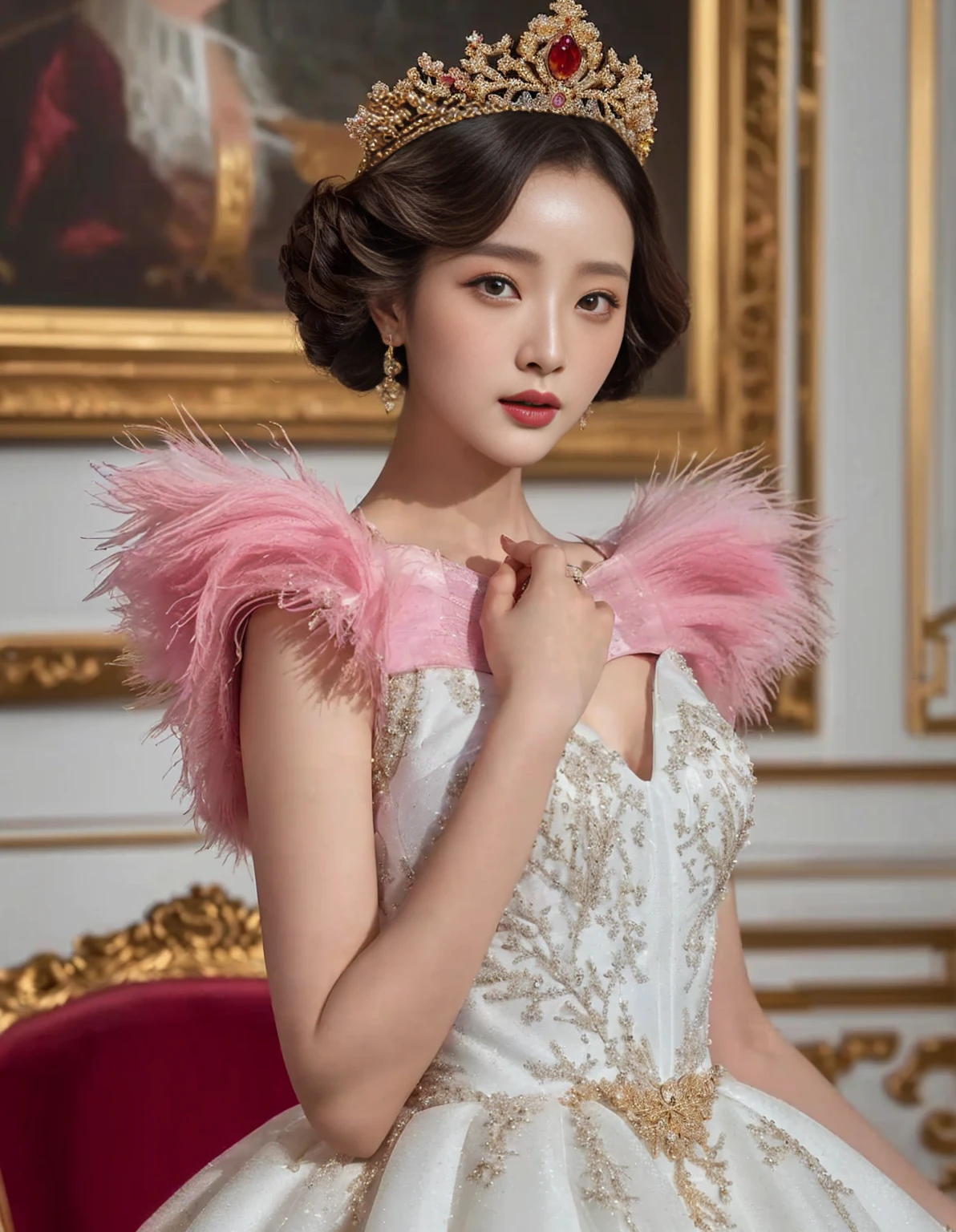 Arapé woman in colorful dress standing on a crowded street, Fan Bingbing, Li Bing Bing, resin drainage, beautiful korean girl, Korean female actresses, zenith castle, Wearing a fancy dress, chinese princess, chinese dress, Jaeyeon Nam, Wearing an evening gown, Hwang Se-on, Axiom Li, Gorgeous young Korean woman, wearing a wonderful dress