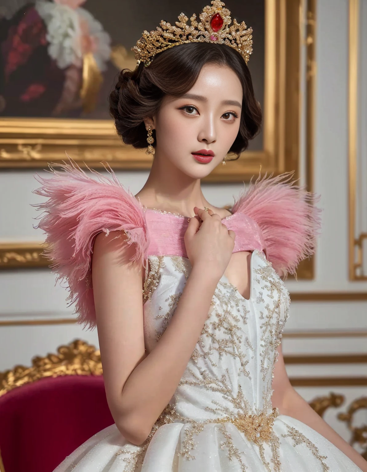 Arapé woman in colorful dress standing on a crowded street, Fan Bingbing, Li Bing Bing, resin drainage, beautiful korean girl, Korean female actresses, zenith castle, Wearing a fancy dress, chinese princess, chinese dress, Jaeyeon Nam, Wearing an evening gown, Hwang Se-on, Axiom Li, Gorgeous young Korean woman, wearing a wonderful dress