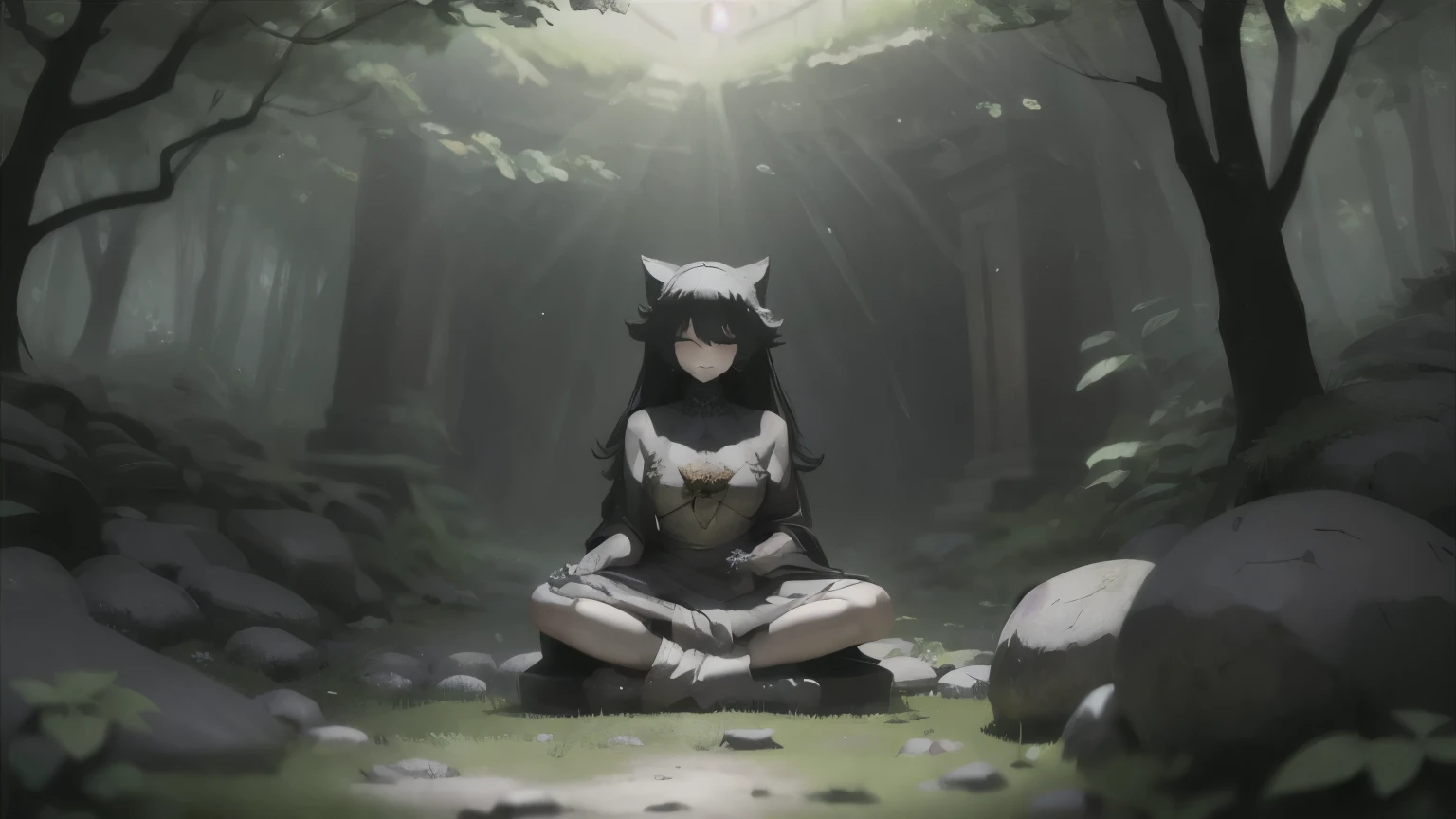 The god of catgirls is dignified and divine. She rings a small bell and meditates in the deep, deep forest.