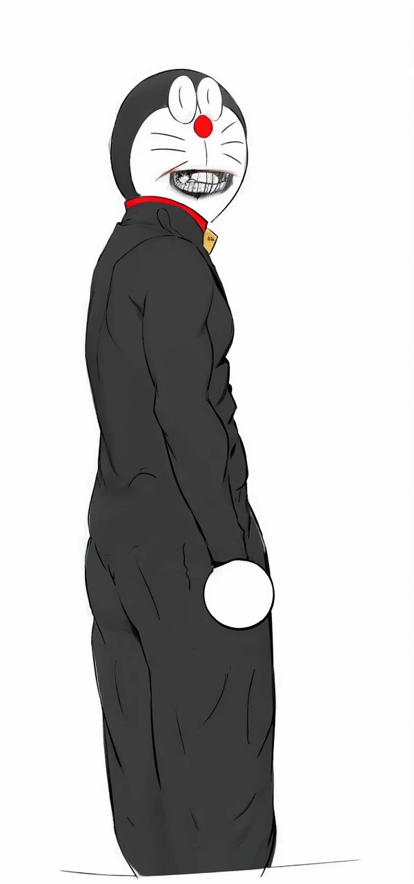(masterpiece, best quality, highres, ultra-detailed), 1man, male focus, spiky black hair, grey eyes, handsome, detailed eyes and face, male body, earrings, ear piercing, unbuttoned black blazer, white shirt, trousers, bare collarbones, chain necklace, city slums background, by amano akira, full body, cigarette, cigarette smoke, guy smoking,1guy, masterpiece, black doraemon