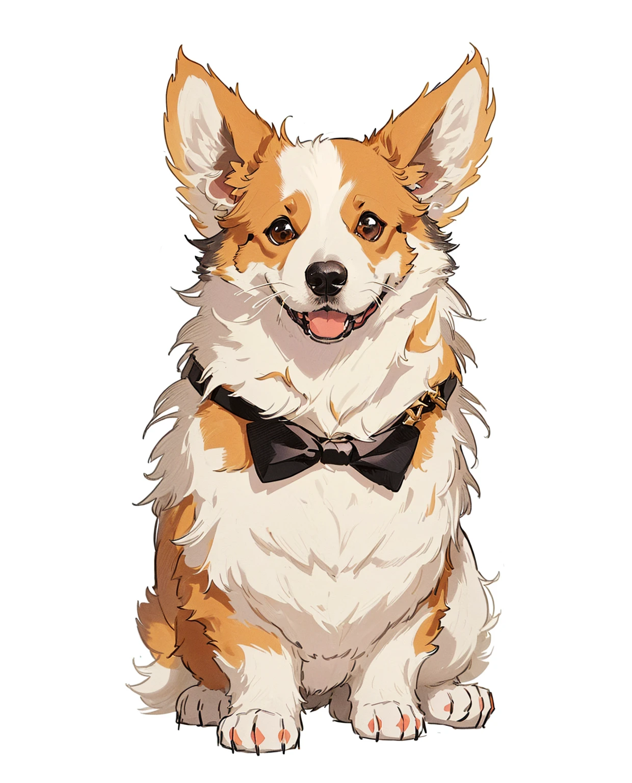  cute Corgi, Corgi, Tuxedo, Corgis in no man's sky, wearing a Tuxedo, Corgi cosmonaut, Corgi with [ Angel Wings ]!!, Well-dressed, depicting a Corgi made of fire, breed Corgi and doodle mix，Cartoon，