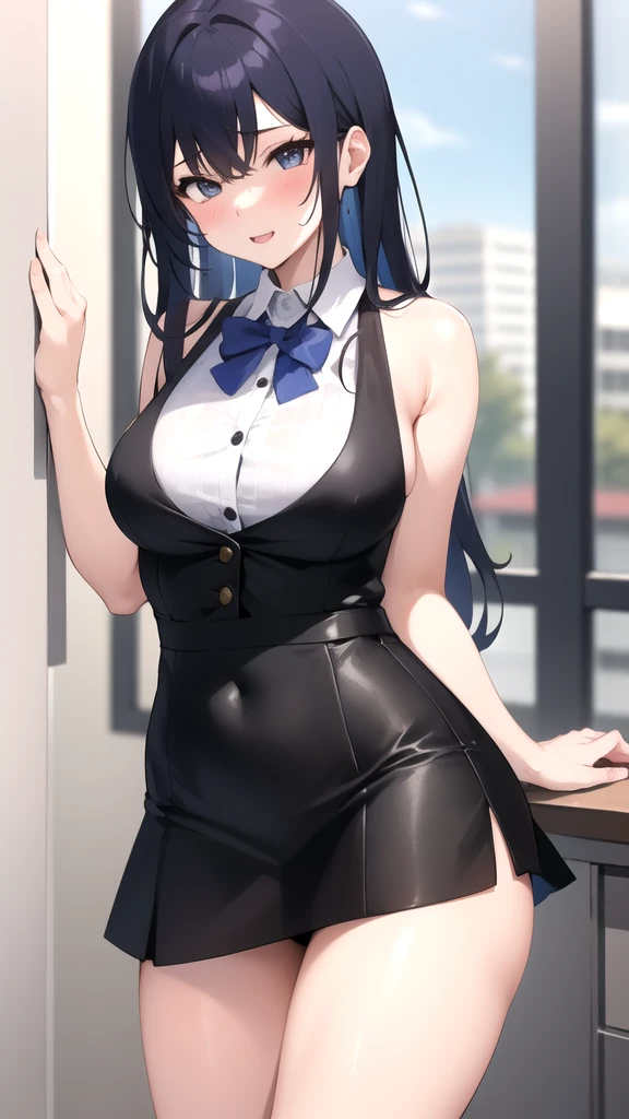 Sexy school student in a sexy sleeveless.