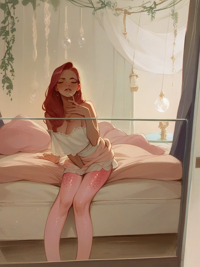 Please create a photo of me as a mermaid with pink tail
