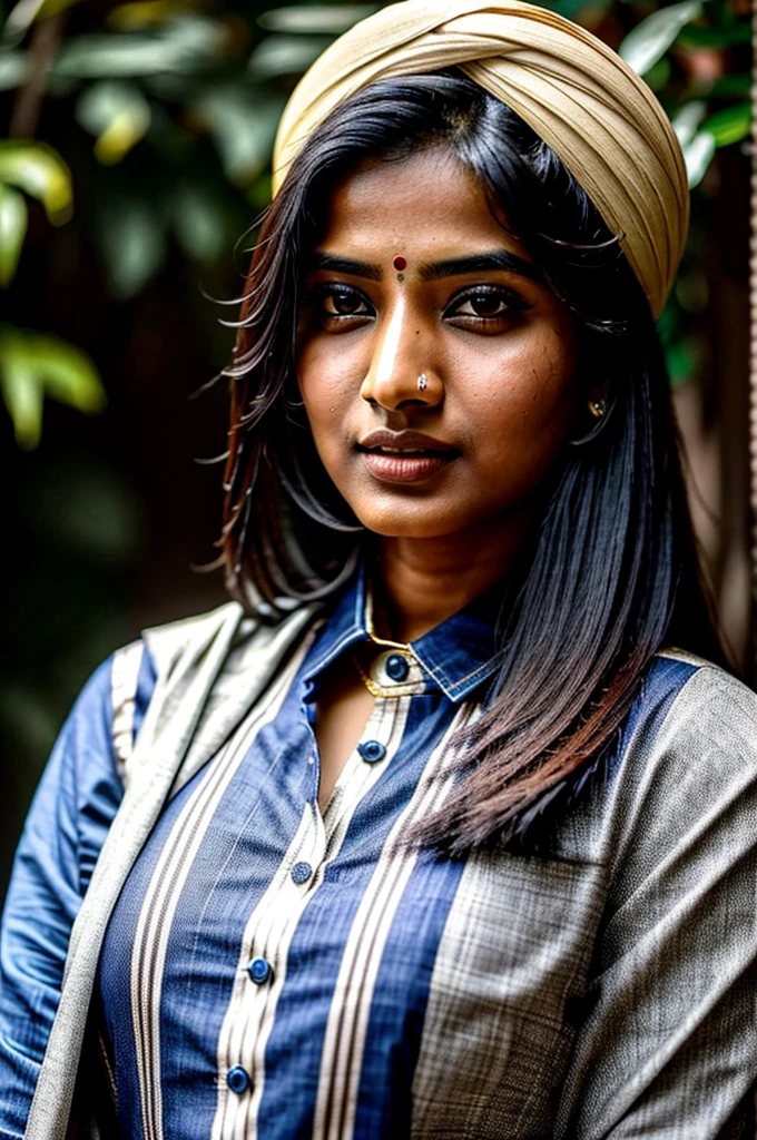 A indian woman, instagram photo, front shot, portrait photo of a 24 y.o woman, wearing fashion cloth, beautiful face, cinematic shot,