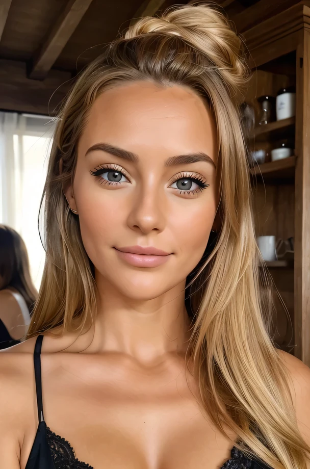 photo instagram of a 30 year old girl with cheveux blond and yeux marrons, heureux, expression joyeuse, closed mouth, beau lips, Intricate details, faible profondeur de champ, very detailed, high budget, magnifique, chef-d'artwork, prime, very detailed, detailed skin texture, (rougir: 0.5), (chair de poule: 0.5). (the most beau woman in the world) (cheveux bruns) (Short, curly hair, les cheveux sauvages, elegant coupe) visage mince, nez fin, beau, very beau, parfait face, mince body (mince), (cheveux bruns) (yeux marrons ) (peau blanche) beau corps, face ouest, Yeux predators, pink lips, thick thighs. Tout le corps, Beauté occidentale, nez fin, beau, parfait, ((Best quality)), ((ultra resolution)), ((photorealistic: 1.4)), (Intricate details), parfait face, se maquiller: 1.5 , visage clair, Facial details. vue de face ((uniforme, costume tactique, disguise of'agent, ESPIONNER))