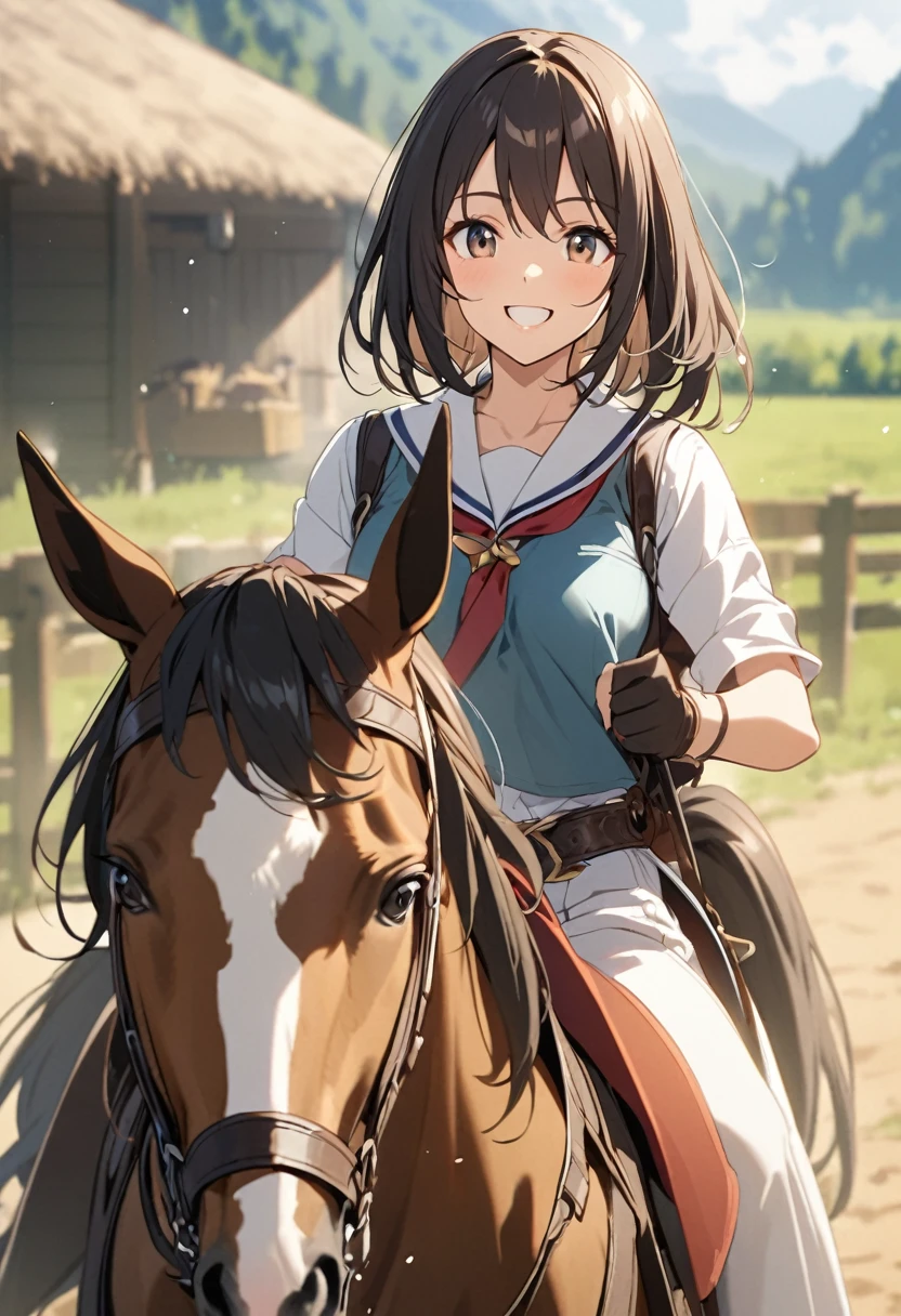 woman、smile、1 person、Horse&#39;s ears、smug face